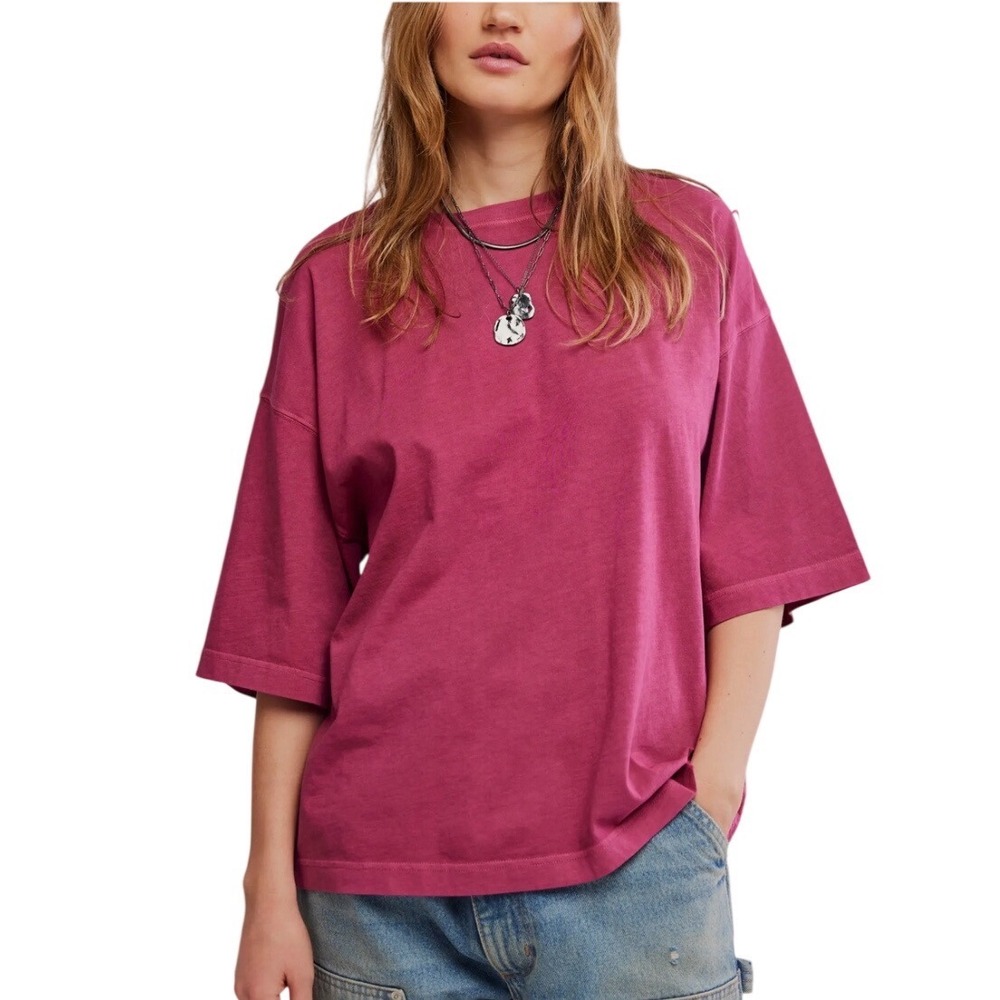 We The Free Perfect Oversized T-Shirt Size XL Red Excellent Short Sleeve Cotton
